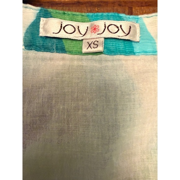 Joy Joy Women's Geometric Wave Ruffle V Neck Sleeveless Tunic Top XS - Picture 6 of 7